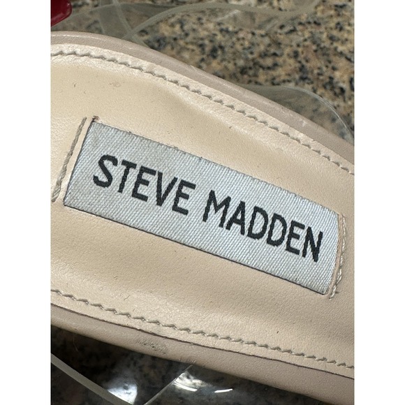 Steve Madden Camille Shoes Womens Size 10 Clear Strap Nude Block Heels Sandals - Picture 11 of 12